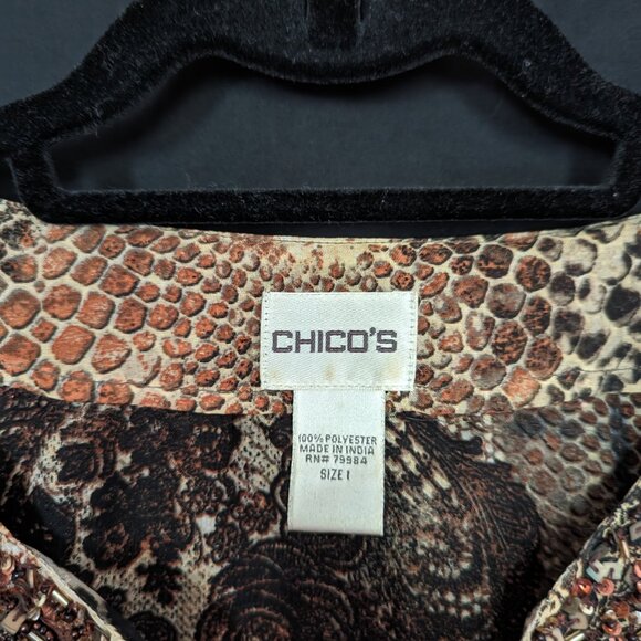 Chico's leopard print sheer tunic size 1 - Picture 5 of 5